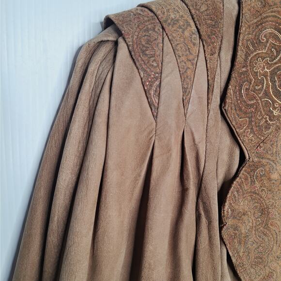 Vintage 80s G-III Paisley Leather Crop Bomber Jacket Western Cowgirl M Paisley - Picture 15 of 16